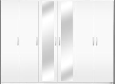 OLYMPIC WARDROBE 6 DOOR W/ MIRROR WHITE # ORC 6-M