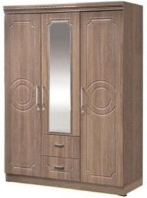 OLYMPIC 3 DOOR WARDROBE W/ FULL MIRROR SONOMA OAK BROWN # LCB0113192