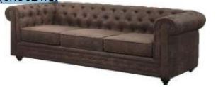 DHK CHESTERFIELD 3 SEATER SOFA VINTAGE FABRIC (CHOCLATE)