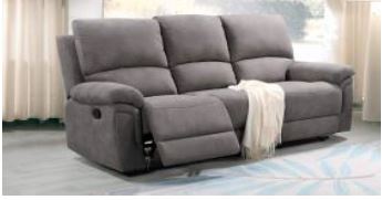 DHK 3 SEATER SOFA W/ MANUAL RECLINER GREY