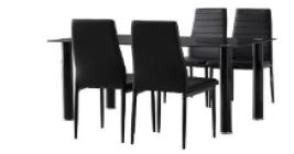 DHK SHADE DINING SET 4+1 W/ 8MM TEMPERED GLASS TOP BLACK