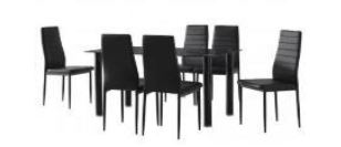 DHK SHADE DINING SET 6+1 W/ 8MM TEMPERED GLASS TOP BLACK